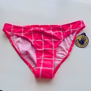 BODY GLOVE Fabulush. Pink Plaid Bikini Bottom. NWT   LARGE